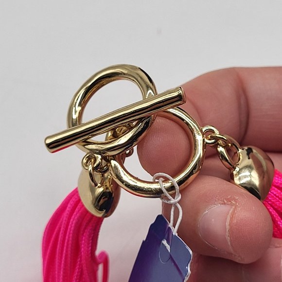 bella jack multi strand hot pink gold tone beaded bracelet barbiecore - Picture 5 of 9